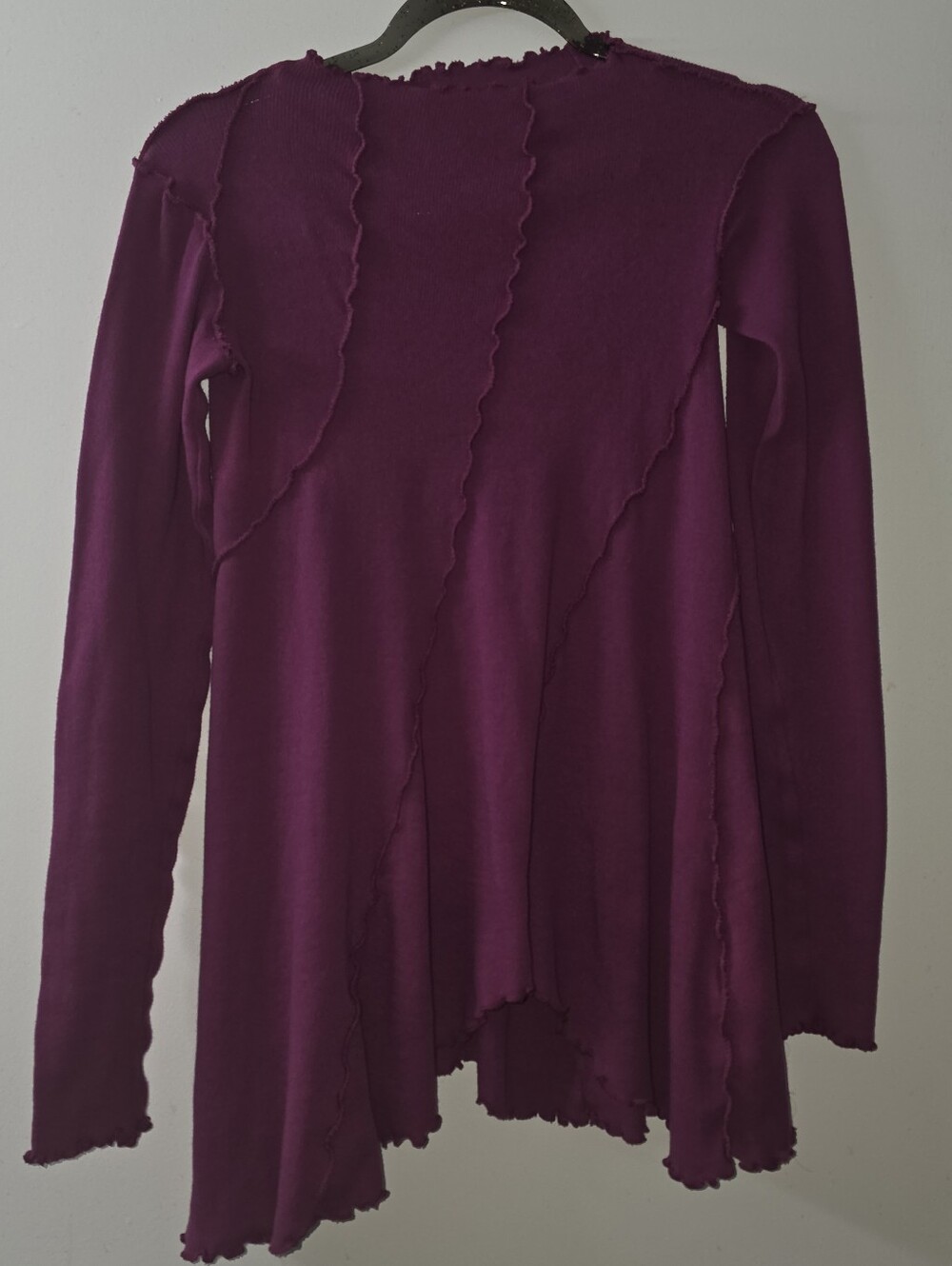 Free People/ We The Free Purple Lettuce Hem Long Sleeve Asymmetrical Top Size XS